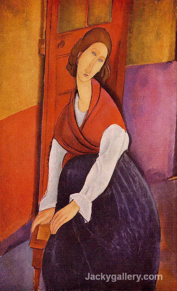 Jeanne Hebuterne (aka In Front of a Door) by Amedeo Modigliani paintings reproduction
